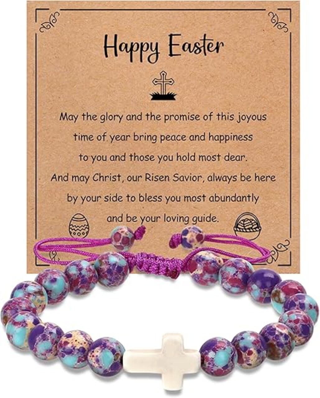 Easter Basket Stuffers for Girls Boys Teens, Christian Cross Bracelet for Teens, Easter Gifts for Teen Girl Boy, Religious Christian Gifts Cross Charm Bracelet for Girl Boy